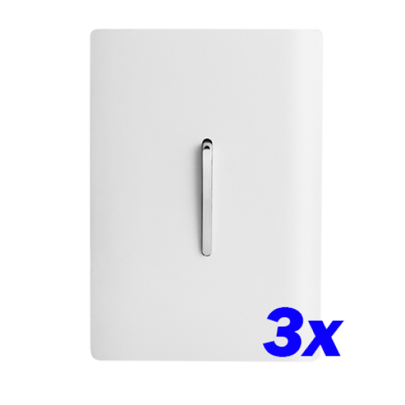 Kit 3 Interruptores Simples 4x2 - Dicompel Novara Branco Cromado